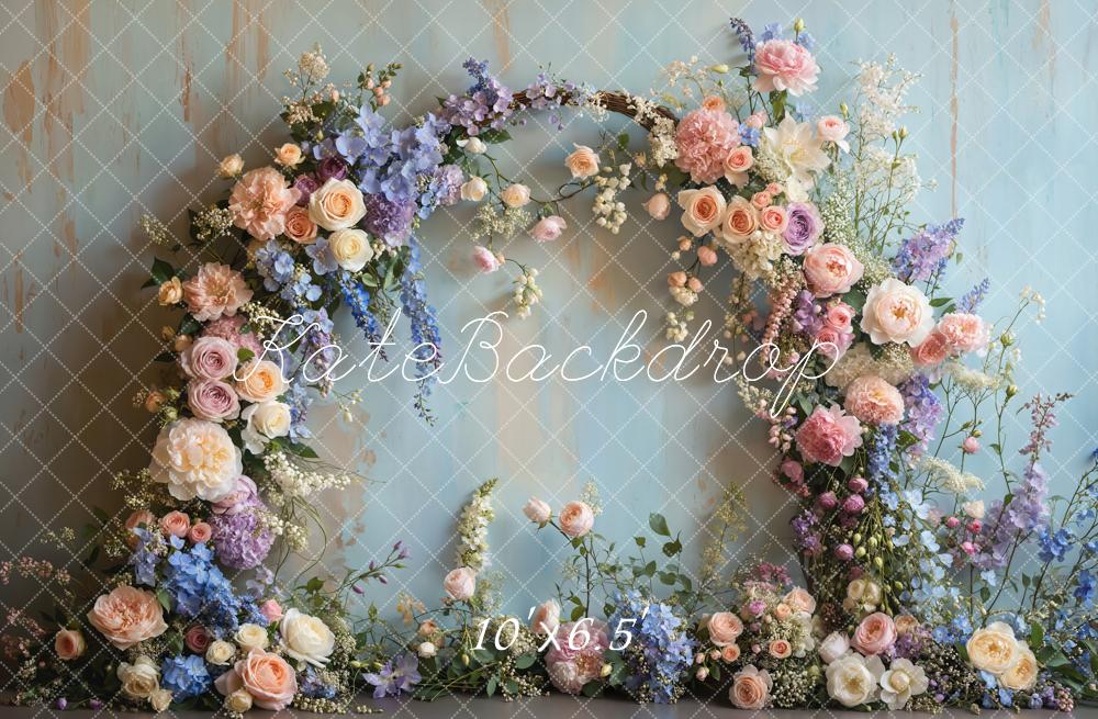 Kate Spring Floral Arch Pastel Printed Backdrop Designed by Emetselch