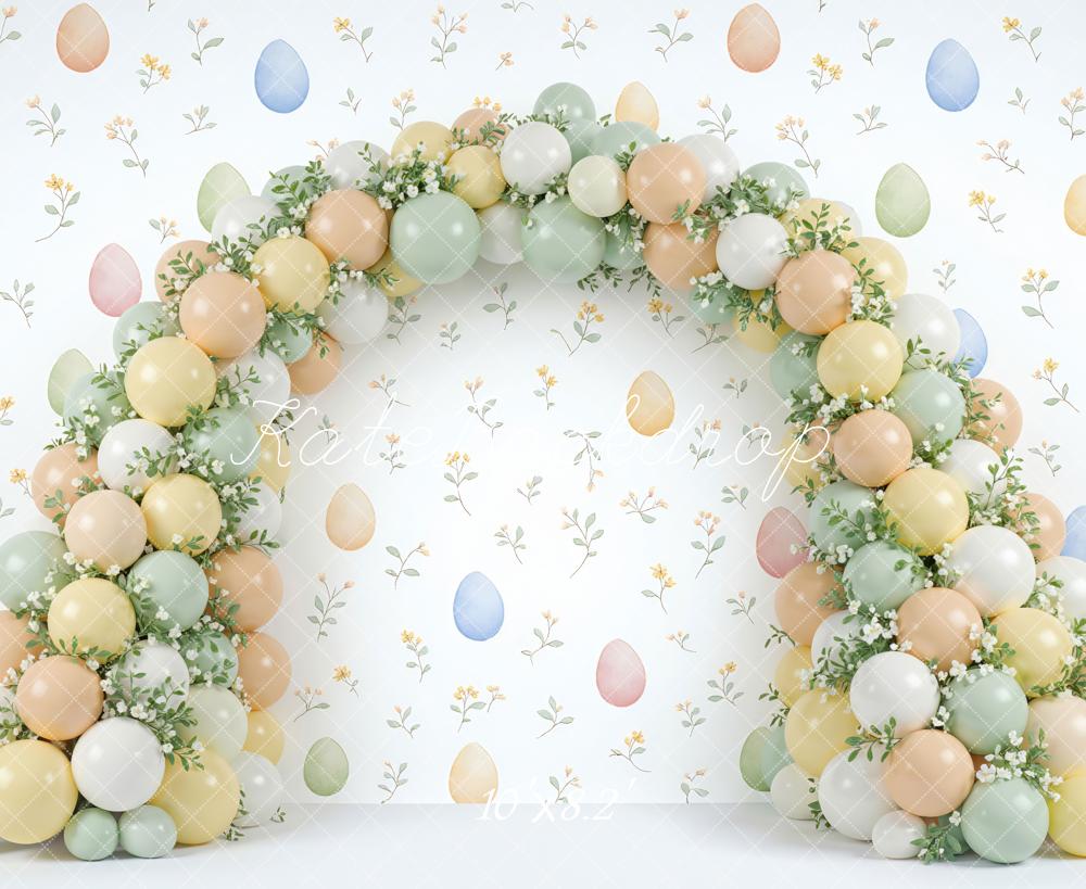 Kate Easter Balloon Arch Pastel Eggs Floral Backdrop Designed by Mini MakeBelieve
