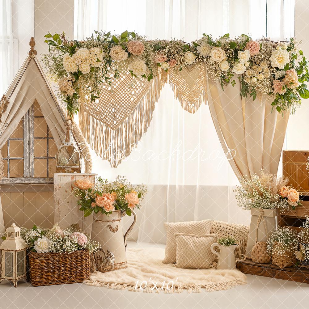 Kate Boho Flower Arch Tent Baskets Macrame Backdrop Designed by Emetselch