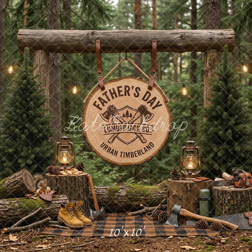 Kate Father's Day Lumberjack Forest Camp Printed Backdrop Designed by Emetselch