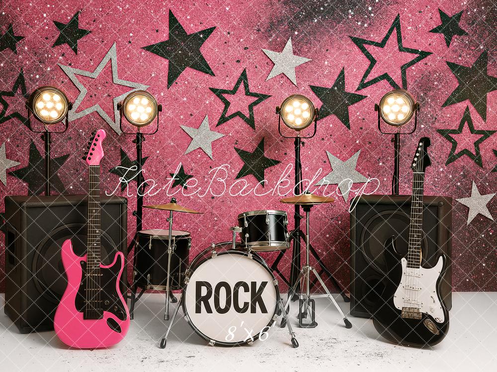 Kate Birthday Rock Star Guitars Pink Music Backdrop Designed by Ashley Paul