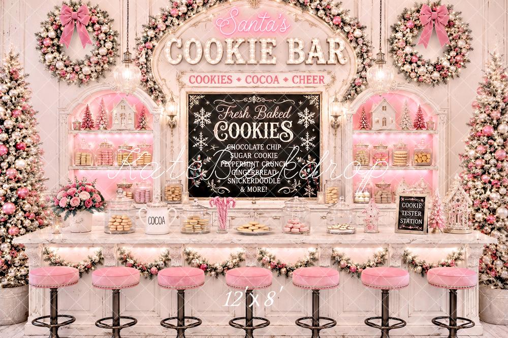 Kate Christmas Wreath Pink Cookie Bar Printed Backdrop Designed by Ashley Paul
