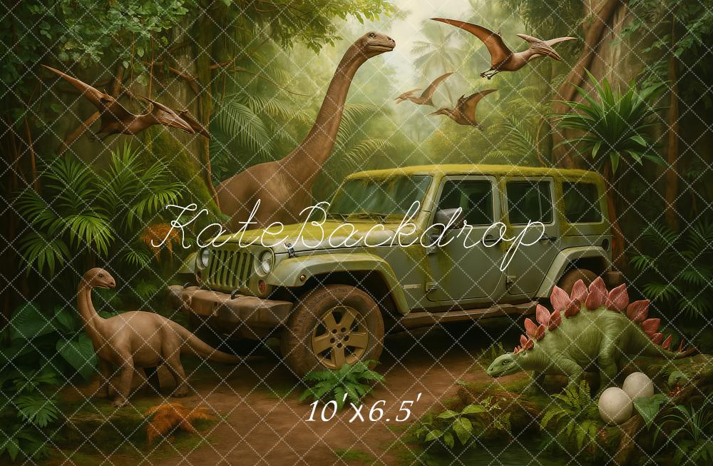 Fondo de pastel de smash de dinosaurio en la jungla de aventura de Kate Diseñado por Ashley Paul