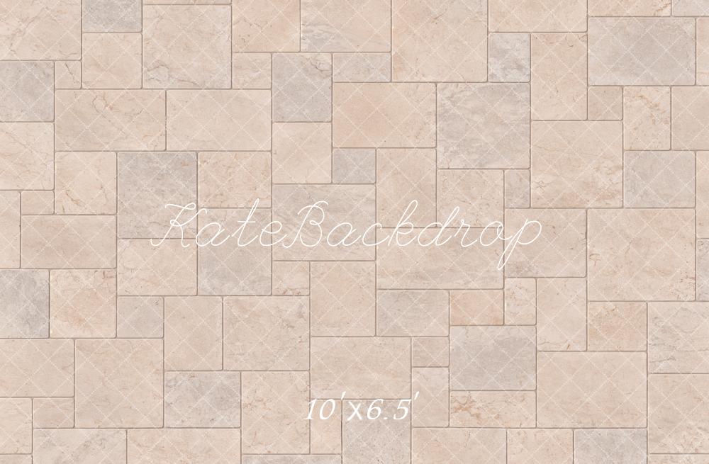 Kate Beige Marble Tile Floor Printed Backdrop Designed by Emetselch