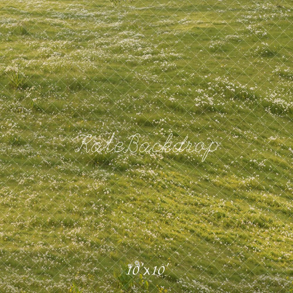 Kate Spring Green Meadow White Flowers Floor Backdrop Designed by Kate Image