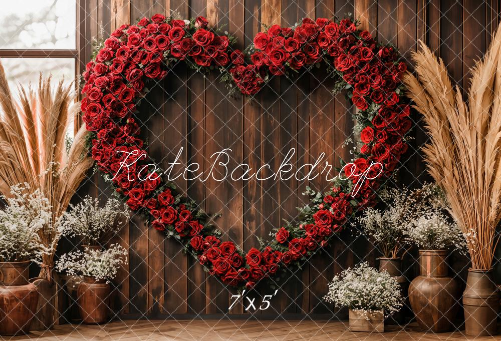 Kate Valentine Heart Rose Rustic Boho Backdrop Designed by Emetselch