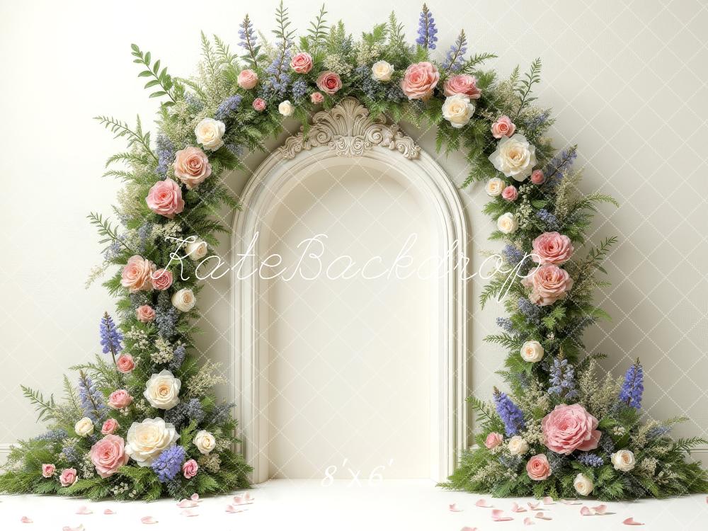 Kate Romantic Spring Flower Arch Ornate Vintage Printed Backdrop Designed by Laura Bybee