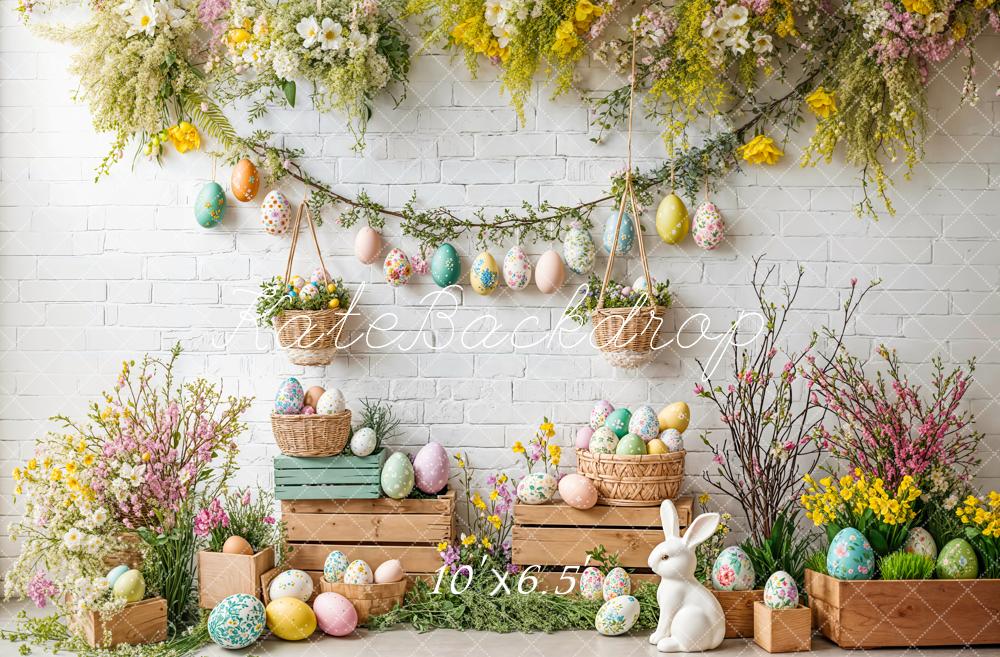 Kate Easter Floral Wooden Ladder Bunny Eggs Backdrop Designed by Emetselch