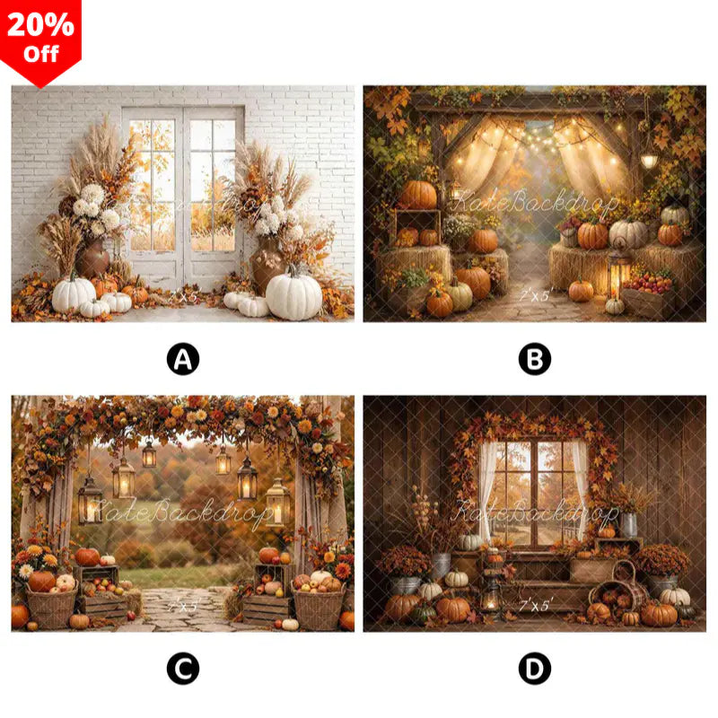 Kate Fall Combination Printed Backdrops for Photography( 4 Backdrops in Total)