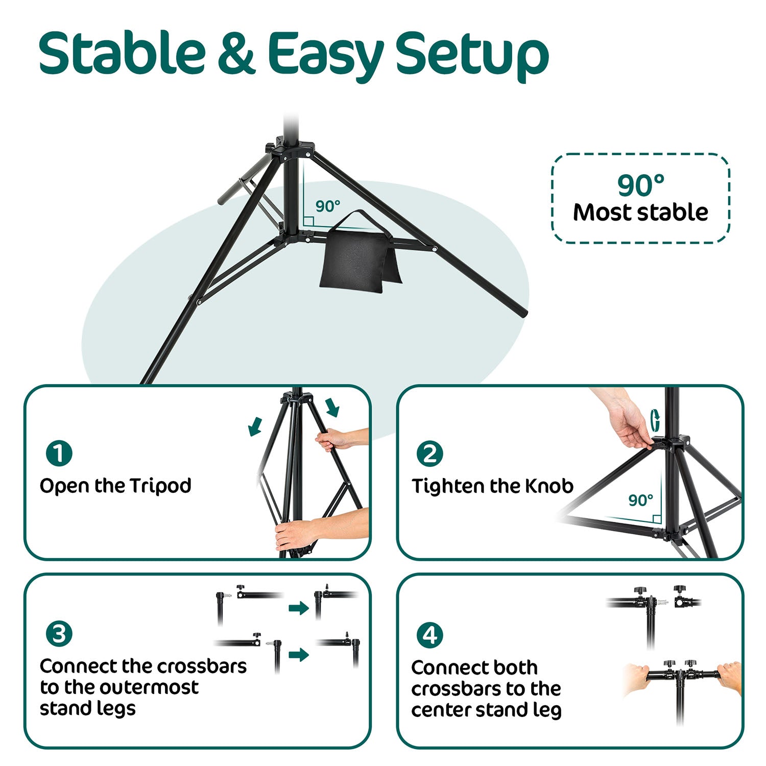 Kate Photography Backdrop Stand Kit for Room Set 20x10ft (6x3m) – 8 clips + one carrying case included