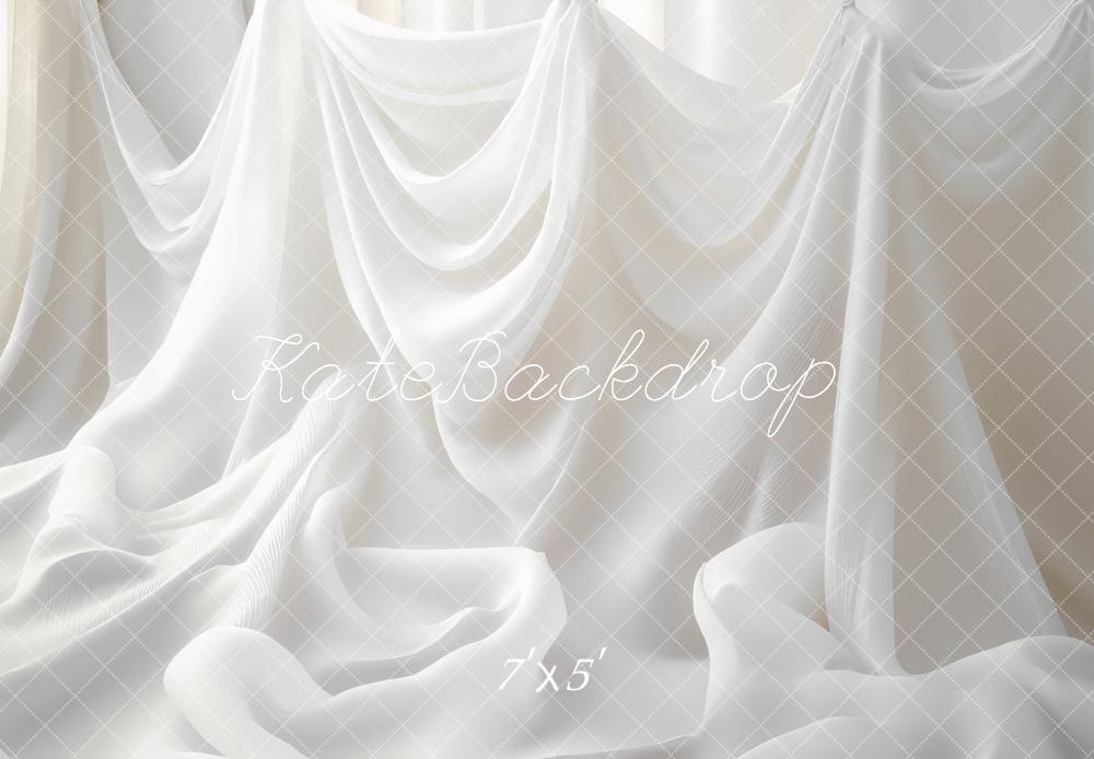 Kate White Draped Sheer Curtains Backdrop Designed by Mini MakeBelieve