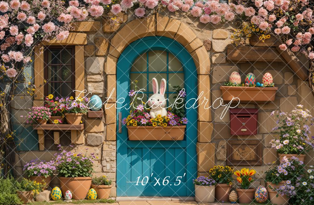 Kate Easter Bunny Floral House Doorway Backdrop Designed by Emetselch