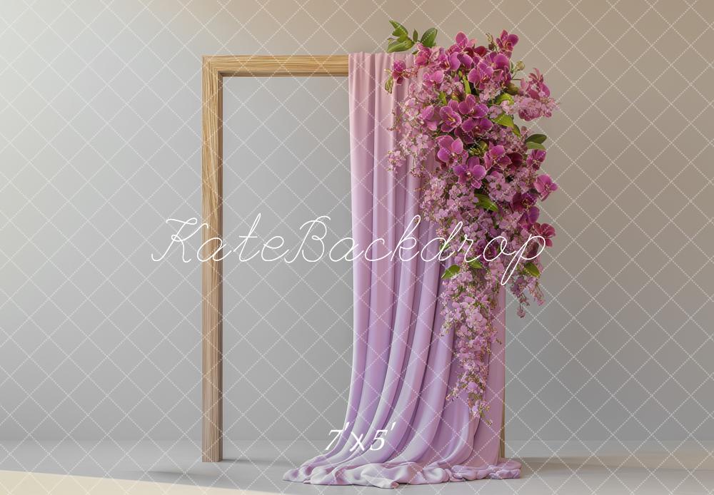 Kate Elegant Frame Flower Pink Drapes Backdrop Designed by Mini MakeBelieve
