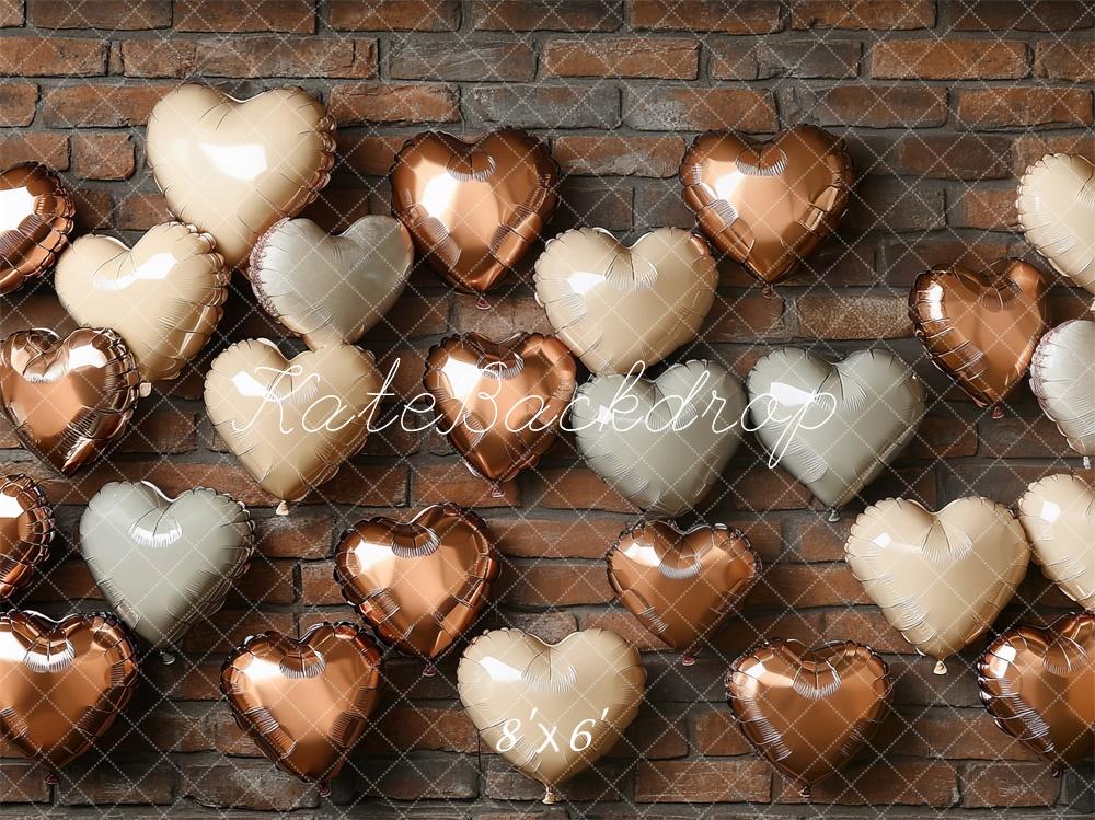 Kate Celebration Heart Balloons Brick Wall Backdrop Designed by Mini MakeBelieve