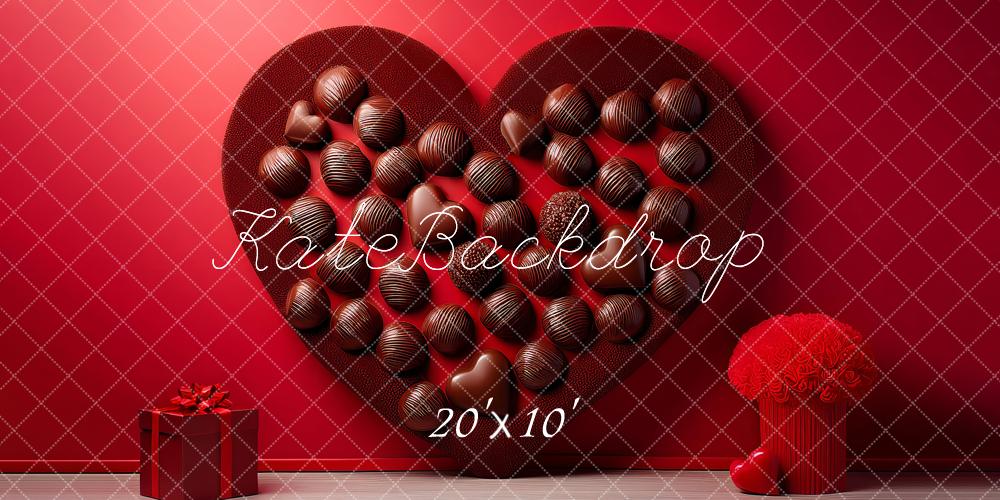 Kate Valentine's Day Red Heart Chocolate Box Gift Printed Backdrop Designed by Megan Leigh Photography