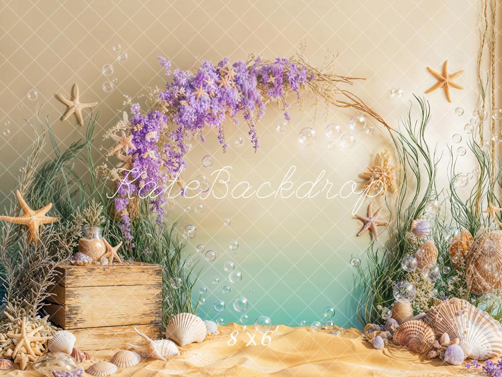 Kate Mermaid Underwater Floral Arch Starfish Seashell Backdrop Designed by Emetselch