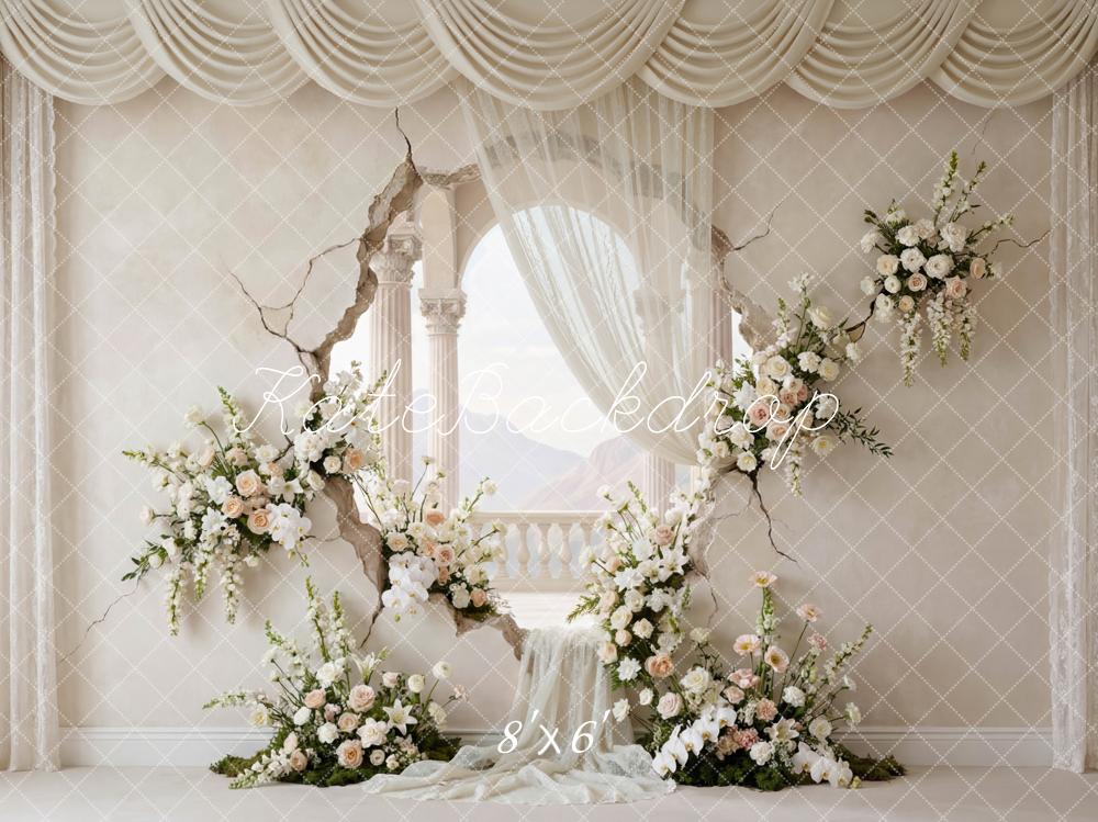 Kate Mother's Day Flower Arch Balcony Columns Printed Backdrop Designed by Mini MakeBelieve