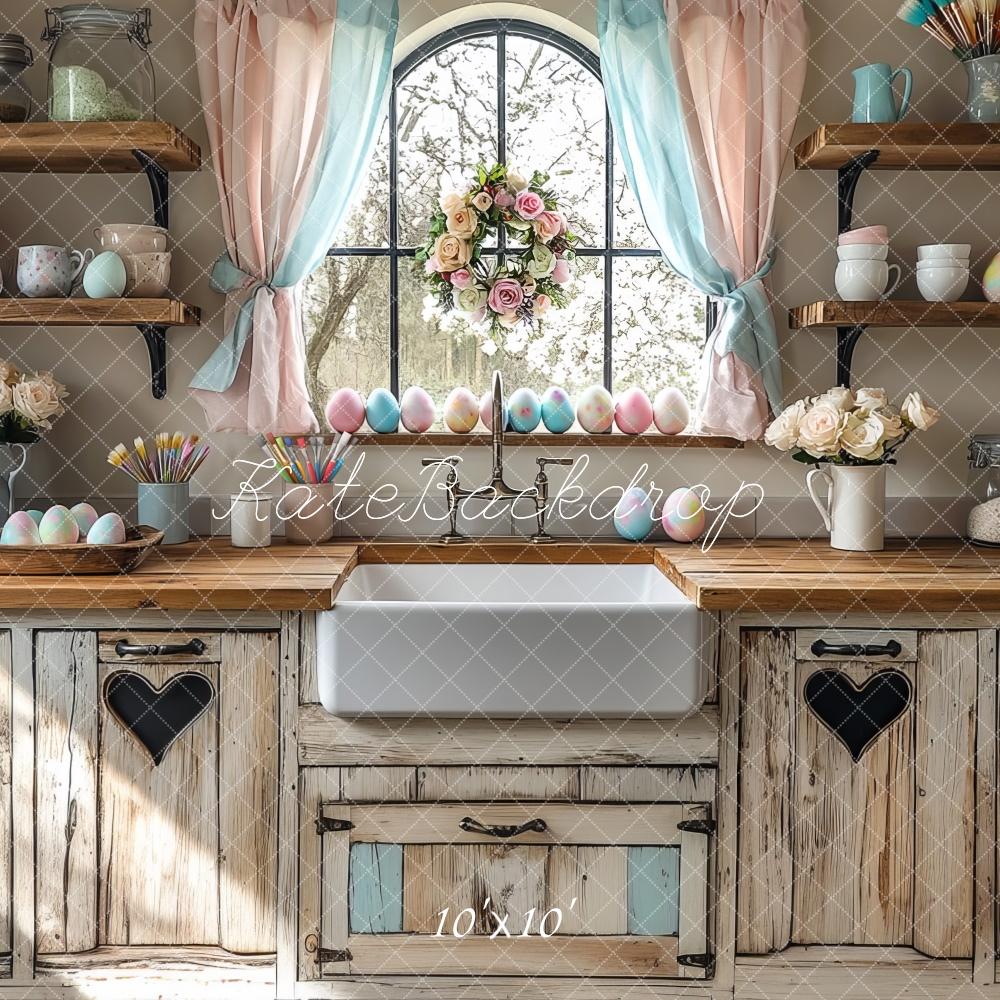 Kate Easter Kitchen Pastel Wood Backdrop Designed by Mini MakeBelieve