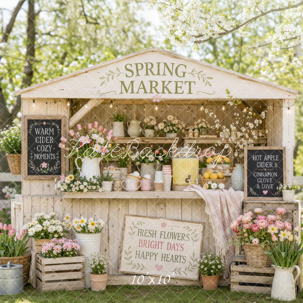 Kate Spring Flower Market Rustic Booth Outdoor Printed Backdrop Designed by Emetselch