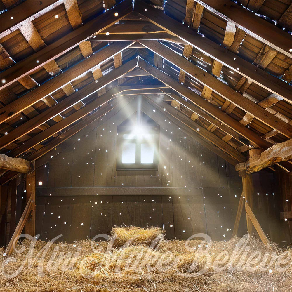 Kate Winter Christmas Brown Barn Backdrop Designed by Mini MakeBelieve
