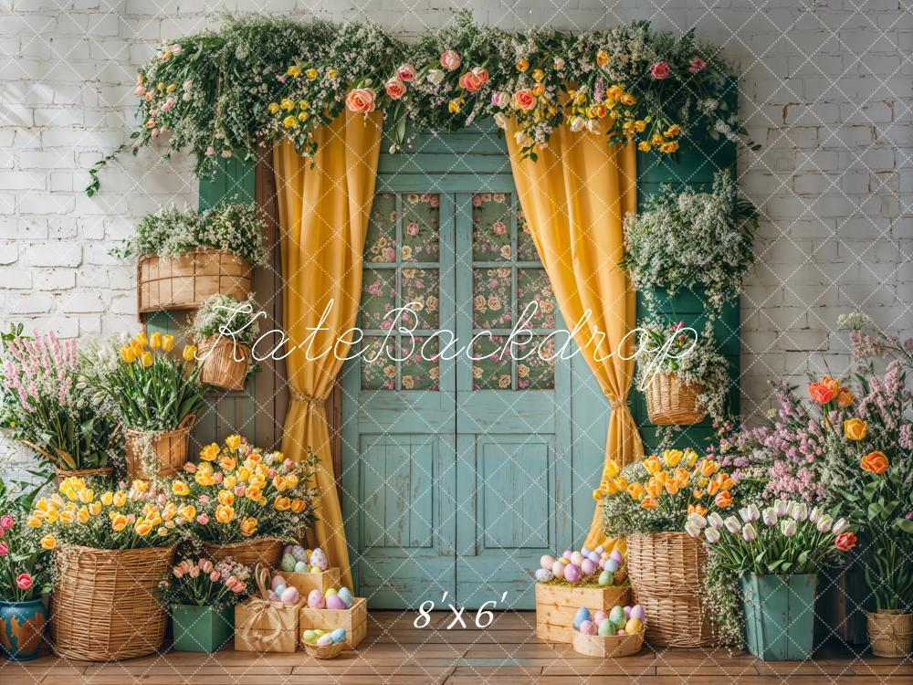 Kate Easter Floral Door Curtain Printed Backdrop Designed by Emetselch