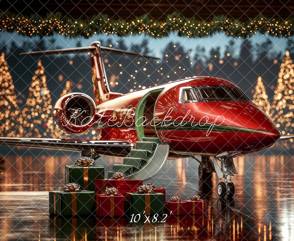 Kerst Jet Cadeaus Lichten Foto Achtergrond Designed by Mini MakeBelieve
