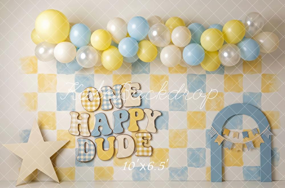 Kate Happy Dude Birthday Balloon Arch Printed Backdrop Designed by Patty Roberts