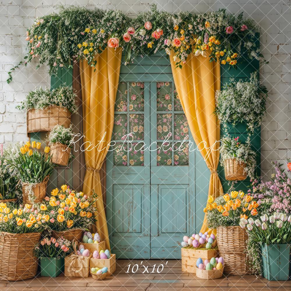Kate Easter Floral Door Curtain Printed Backdrop Designed by Emetselch