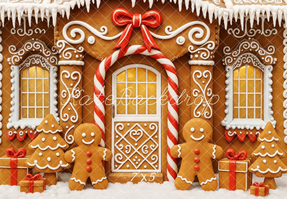 Kate Christmas Gingerbread House Bow Backdrop Designed by Patty Roberts