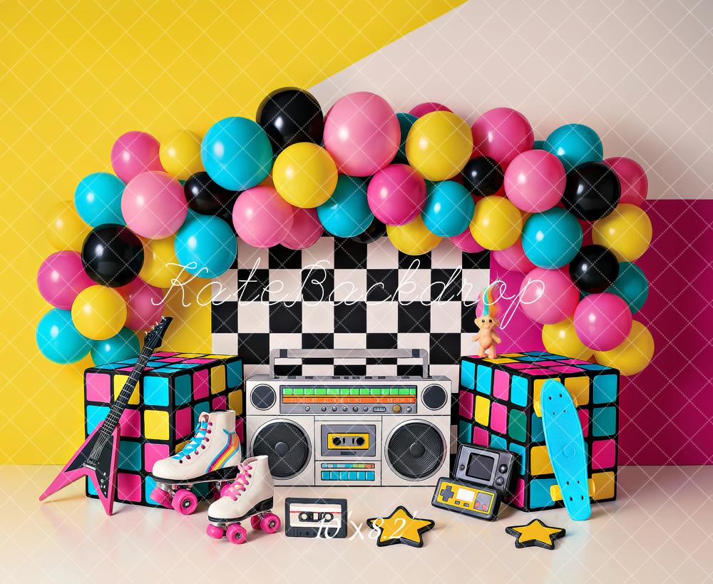 Festa di Compleanno Anni '90 Palloncini Boombox Sfondo Designed by Ashley Paul