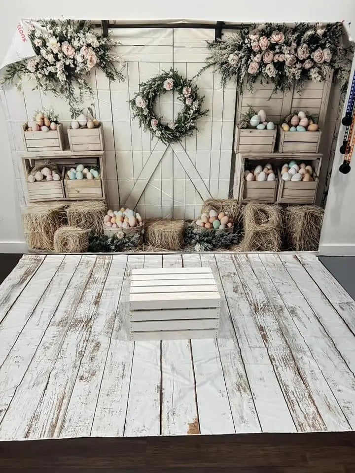 Easter Floral Egg Farmhouse Foto Achtergrond Designed by Emetselch