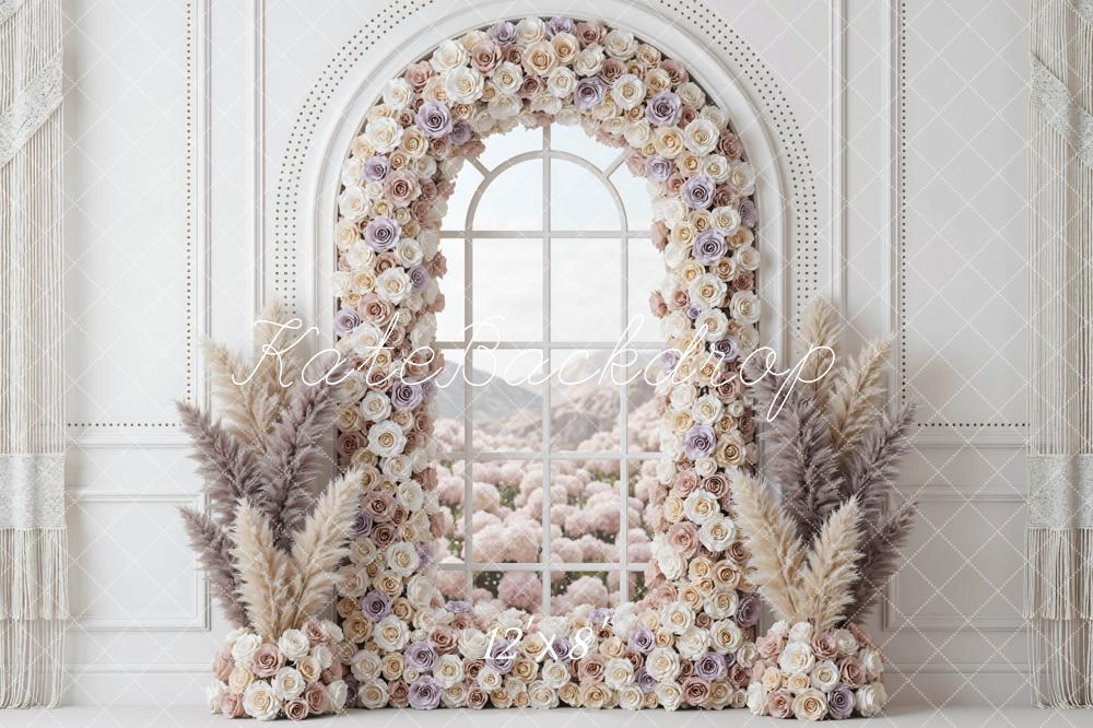 Kate Flower Arch Window Pampas Grass Backdrop Designed by Mini MakeBelieve