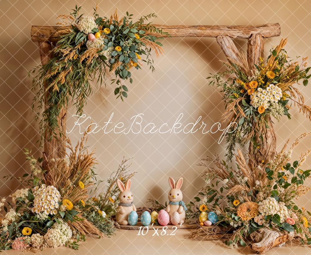 Kate Easter Bunny Flower Arch Rustic Wood Frame Backdrop Designed by Emetselch