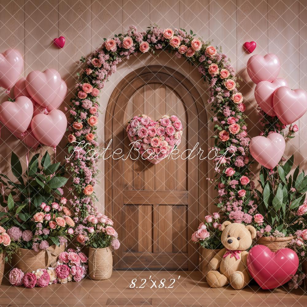 Valentine Bloem Arch Roze Ballonnen Foto Achtergrond Designed by Emetselch