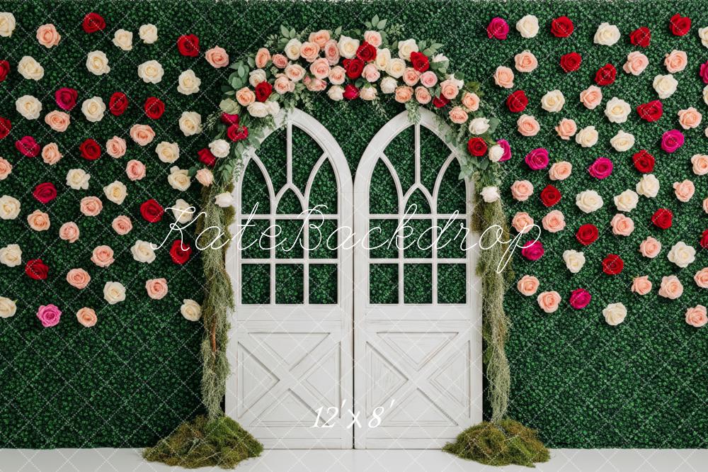 Kate Spring Flower Arch Greenery Wall White Doors Backdrop Designed by Patty Roberts