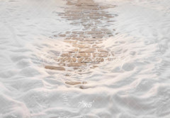 Kate Winter Snow Covered Cobblestone Path Printed Floor Backdrop Designed by Emetselch