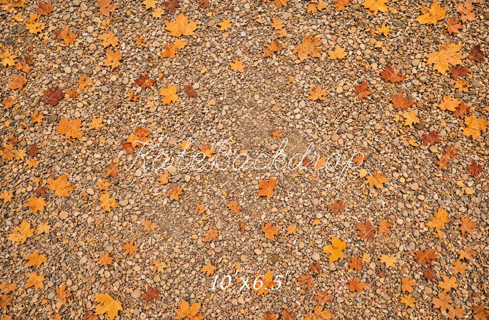 Kate Fall Pebble Ground Maple Leaves Floor Printed Backdrop Designed by Emetselch
