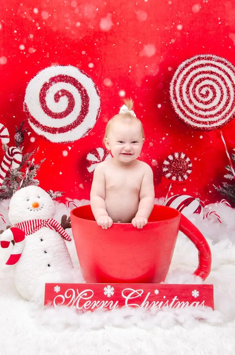 Kerst Pepermunt Wonderland Foto Achtergrond Hot Cocoa Ontworpen door Mandy Ringe Photography