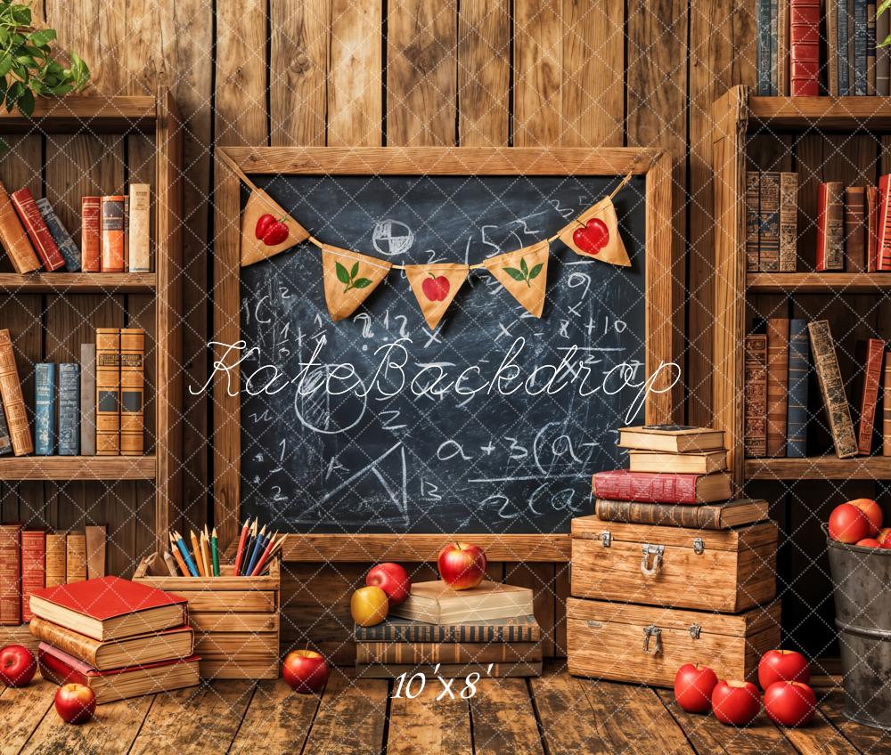 Kate Graduation/Back to School Blackboard Bookshelf Wood Backdrop Designed by Emetselch
