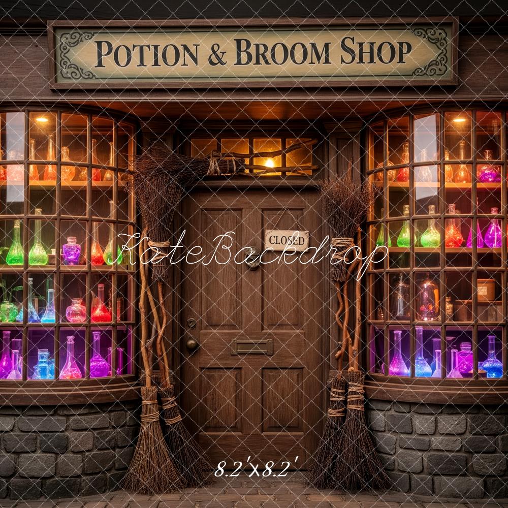 Kate Halloween Potion Broom Shop Windows Lamps Backdrop Designed by Patty Roberts