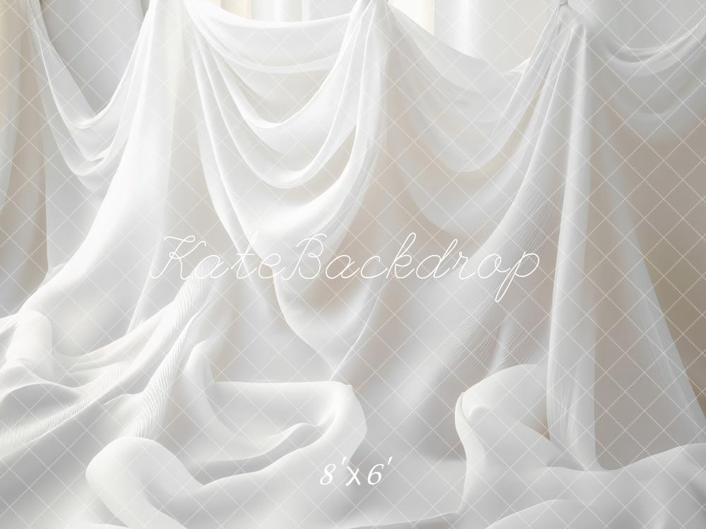 Kate White Draped Sheer Curtains Backdrop Designed by Mini MakeBelieve