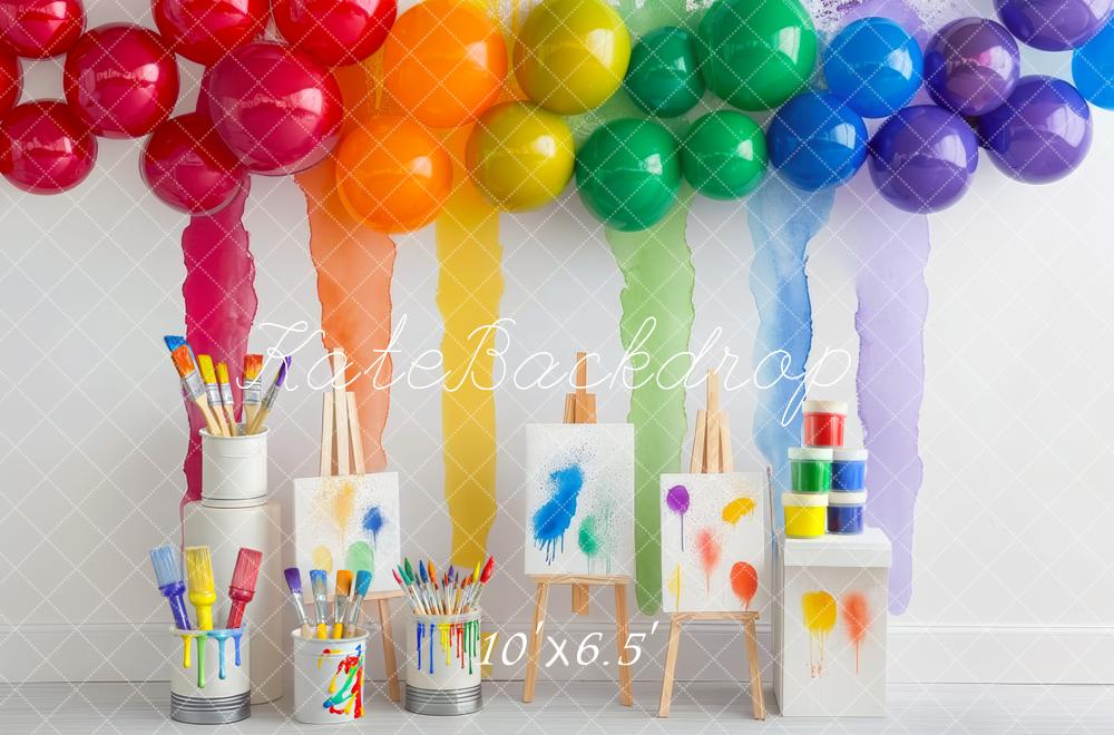 Kate Rainbow Art Paint Party Backdrop Designed by Mini MakeBelieve