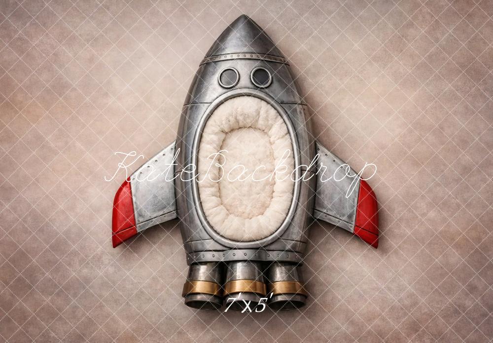 Kate Newborn Rocket Ship Prop Beige Texture Printed Backdrop Designed by Vertigo Productions