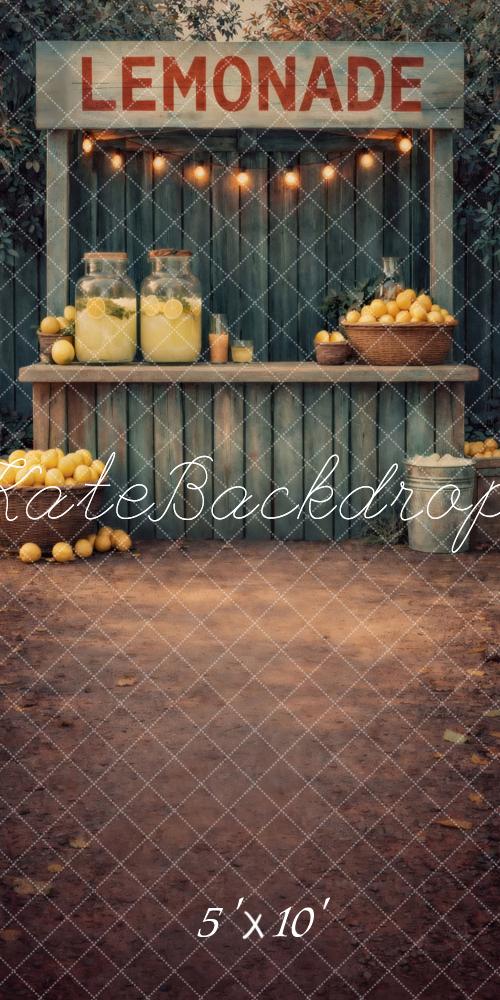 Kate Sweep Summer Lemonade Stand Lemons Wooden Rustic Printed Backdrop Designed by Vertigo Productions
