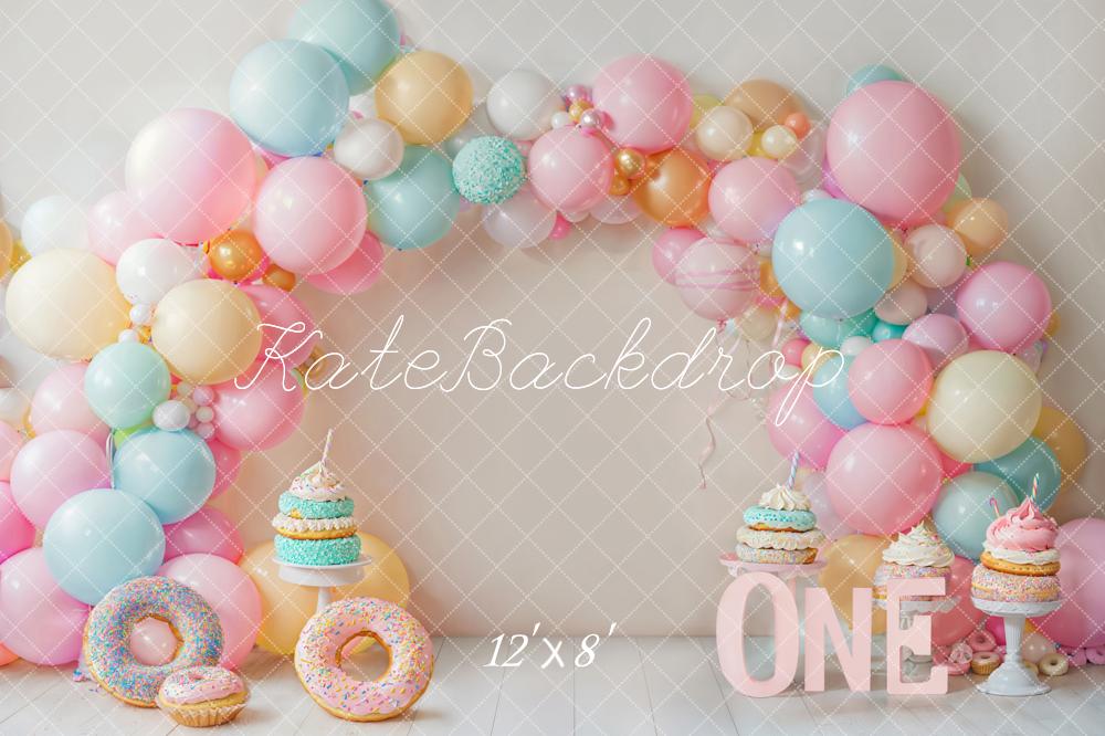 Cake Smash Donut Pastel Arco de Globos Fondo Diseñado por Emetselch