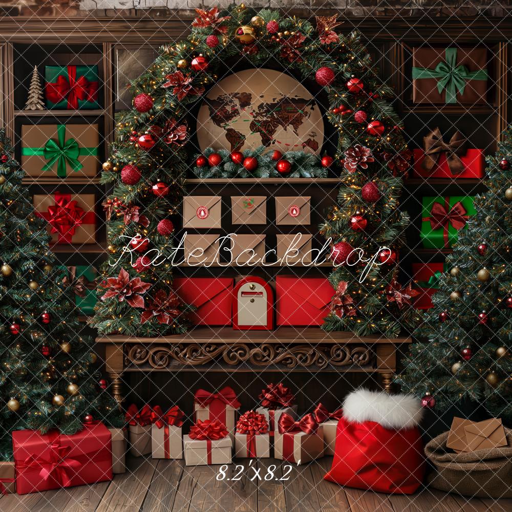 Fondo de Guirnalda de Correo de Santa del Árbol de Navidad Diseño de Mini MakeBelieve