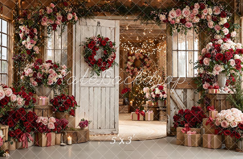 Kate Valentine's Day Flower Arch Rustic Door Gifts Backdrop Designed by Emetselch