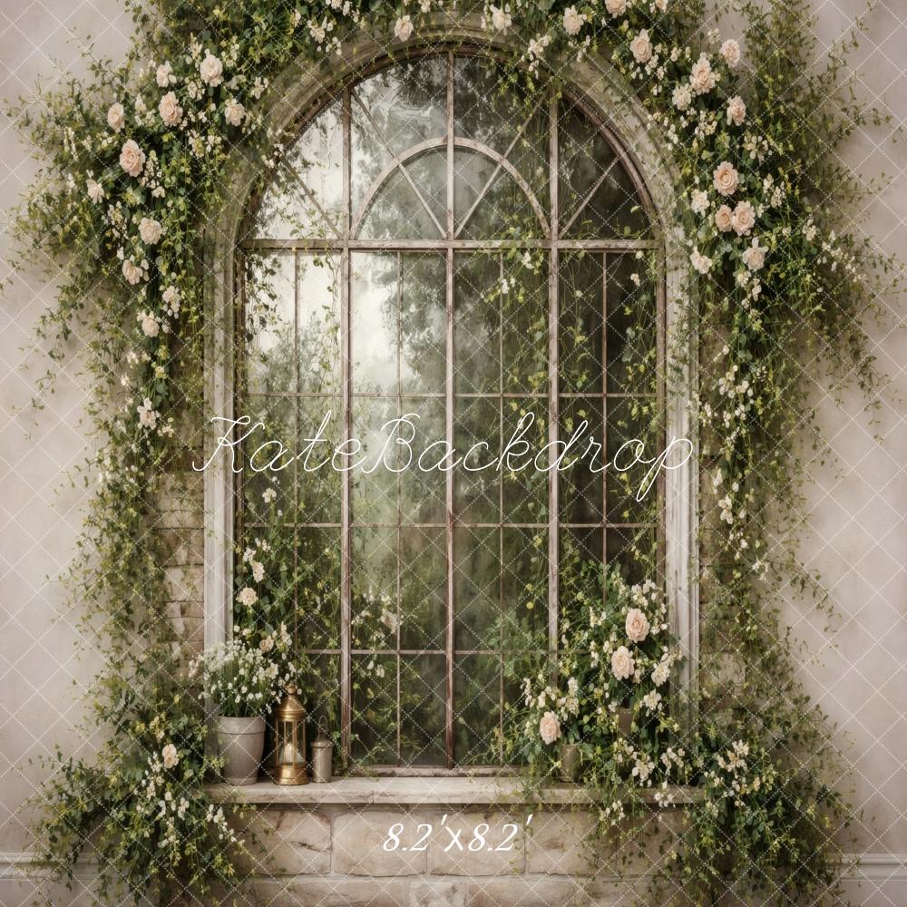 Kate Spring Flower Arch Vintage Window Printed Backdrop Designed by Vertigo Productions