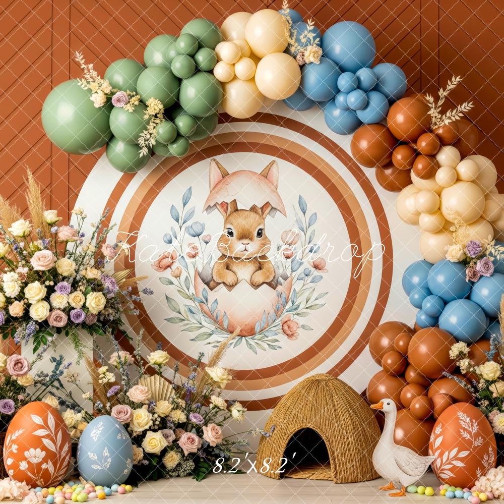 Kate Easter Bunny Balloon Arch Eggs Flowers Printed Backdrop Designed by Patty Roberts