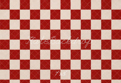 Kate Red White Checkerboard Floor Printed Backdrop Designed by Emetselch